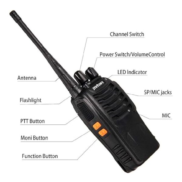 Walkie Talkies: Long-range, 16 channels, rechargeable with earpieces, flashlight, Li-ion battery, and charger, 4-Pack - Image 2