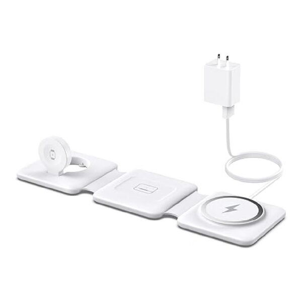 Foldable Magnetic Charging Station 3-in-1: Wireless charger for iPhone 16/15/14/13/12, Apple Watch, Air Pods. Travel-friendly design. - Image 6