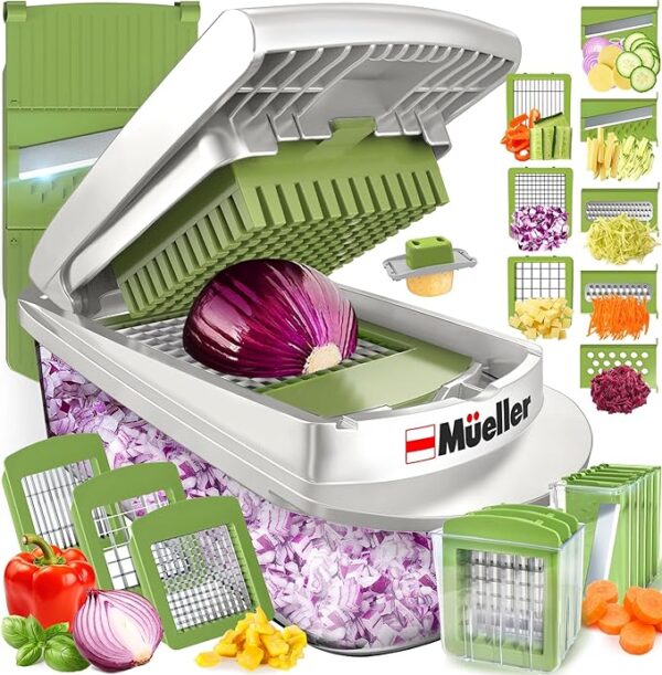 Mueller Pro-Series 10-in-1 Vegetable Chopper with 8 blades, container, and holder for efficient chopping, slicing, dicing, and more. - Image 2